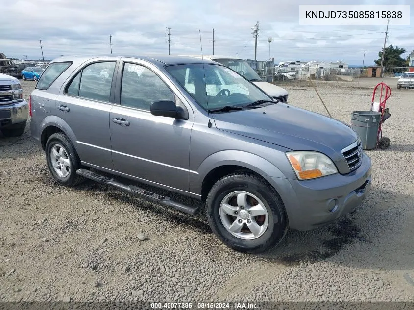 KNDJD735085815838 2008 Kia Sorento