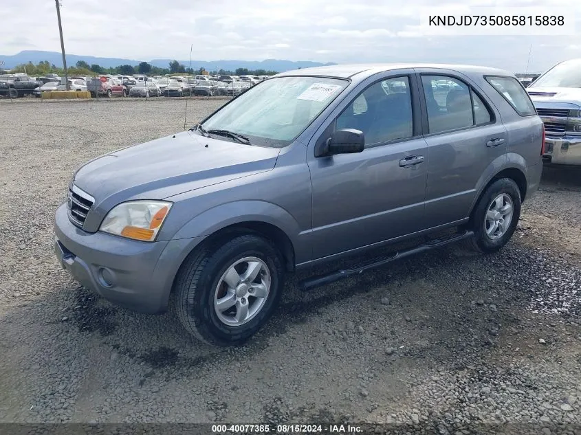 KNDJD735085815838 2008 Kia Sorento