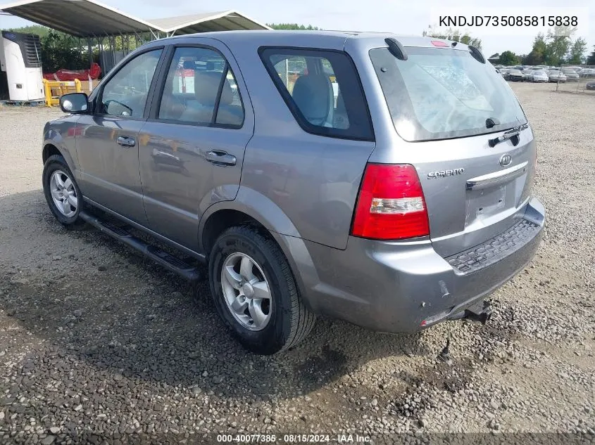 KNDJD735085815838 2008 Kia Sorento