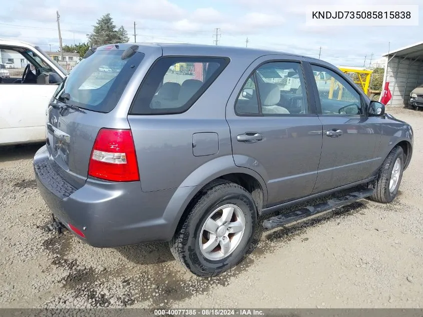 KNDJD735085815838 2008 Kia Sorento