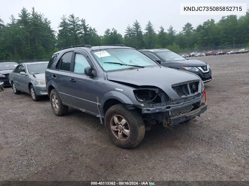 2008 Kia Sorento Lx VIN: KNDJC735085852715 Lot: 40113362