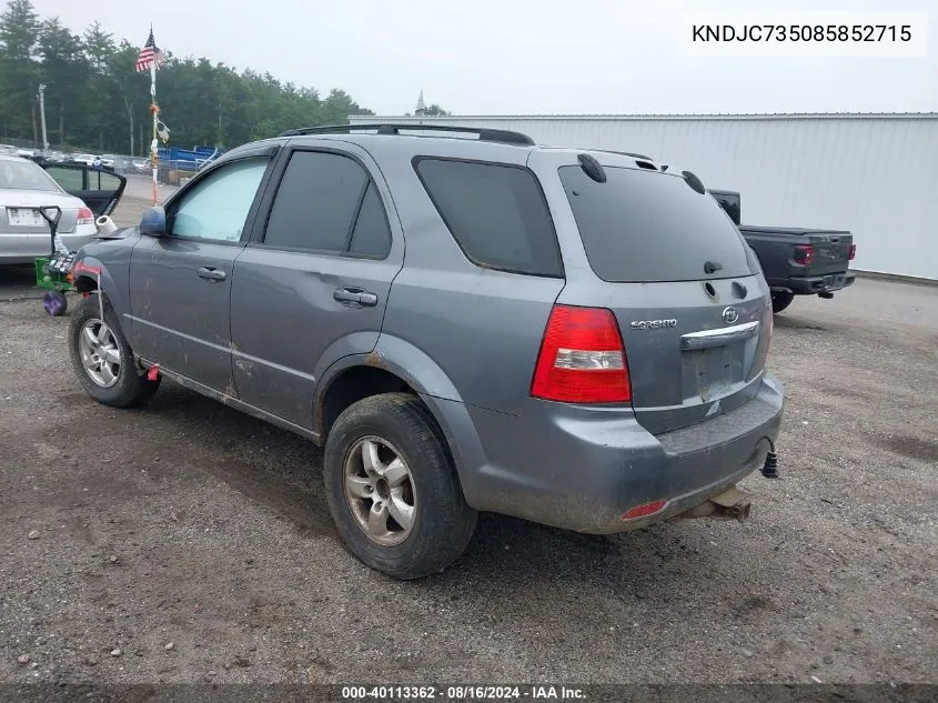 KNDJC735085852715 2008 Kia Sorento Lx