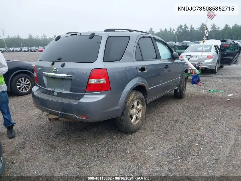 KNDJC735085852715 2008 Kia Sorento Lx