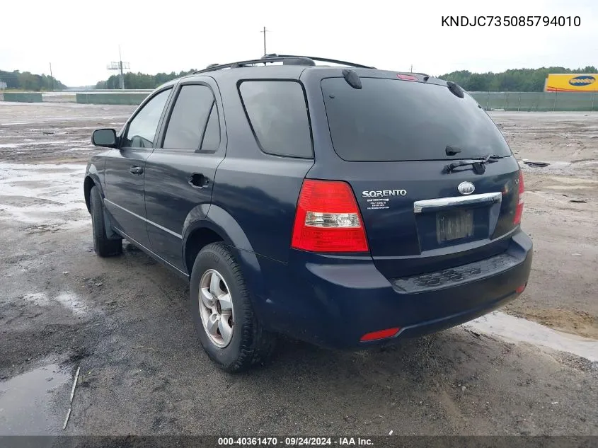 2008 Kia Sorento Lx VIN: KNDJC735085794010 Lot: 40361470