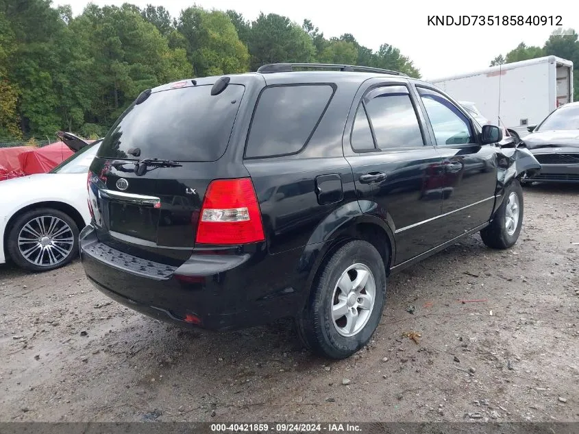 KNDJD735185840912 2008 Kia Sorento Lx