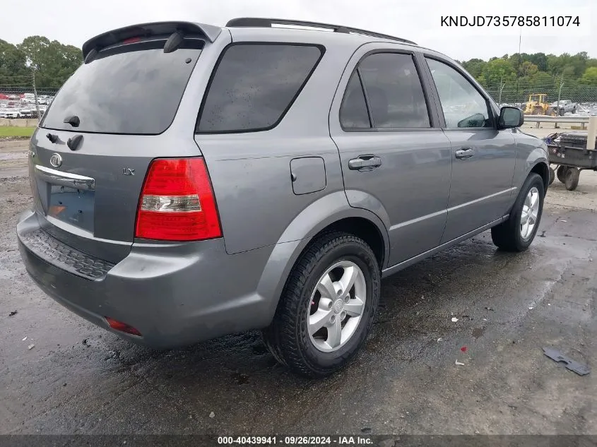 2008 Kia Sorento Lx VIN: KNDJD735785811074 Lot: 40439941