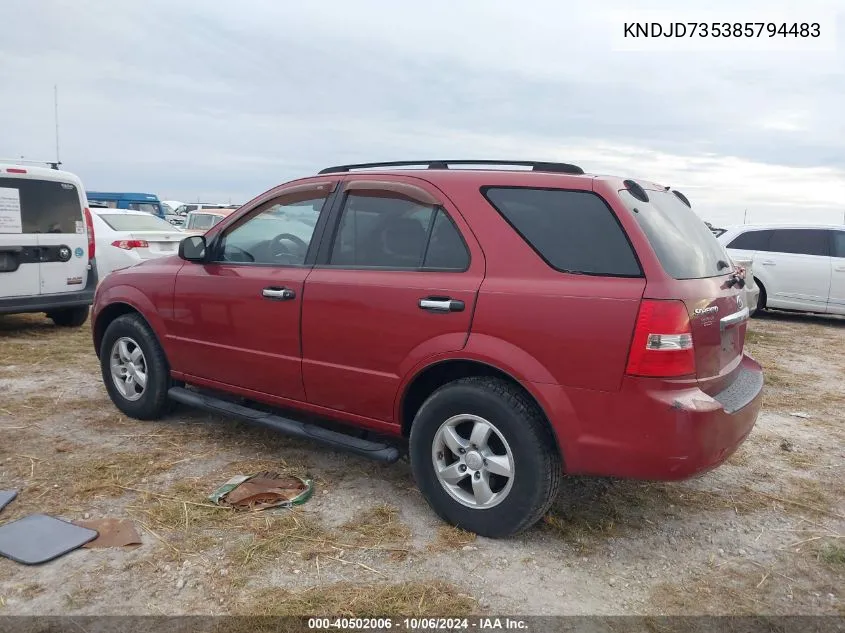 2008 Kia Sorento Lx VIN: KNDJD735385794483 Lot: 40502006