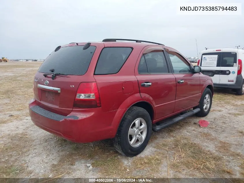 2008 Kia Sorento Lx VIN: KNDJD735385794483 Lot: 40502006