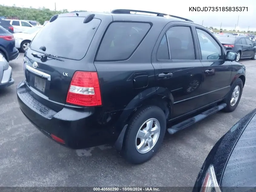 2008 Kia Sorento Ex/Lx VIN: KNDJD735185835371 Lot: 40550290