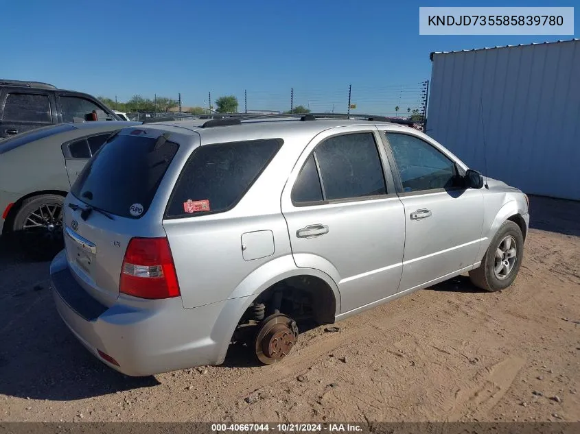 2008 Kia Sorento Lx VIN: KNDJD735585839780 Lot: 40667044