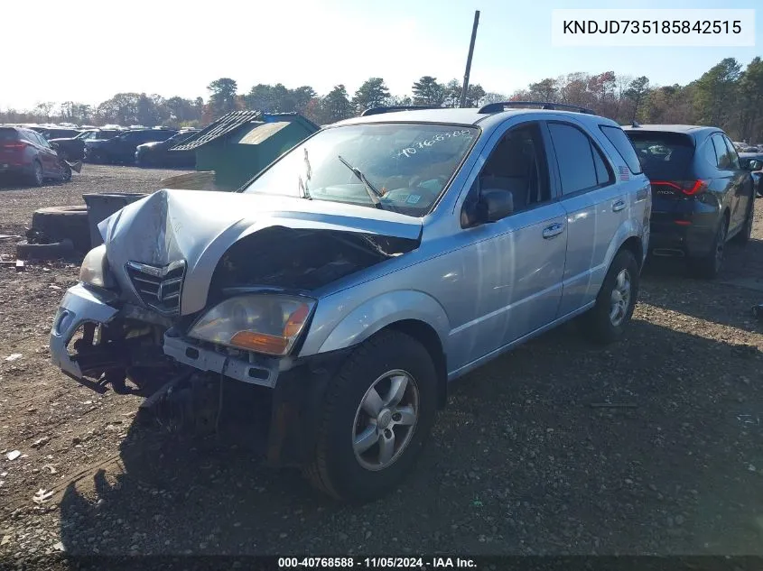 2008 Kia Sorento Lx VIN: KNDJD735185842515 Lot: 40768588