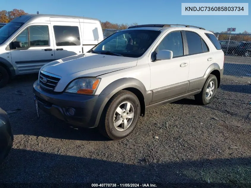 2008 Kia Sorento Ex VIN: KNDJC736085803734 Lot: 40770738