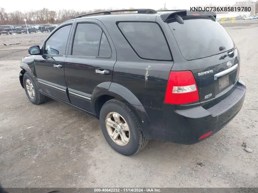 2008 Kia Sorento Ex VIN: KNDJC736X85819780 Lot: 40842232