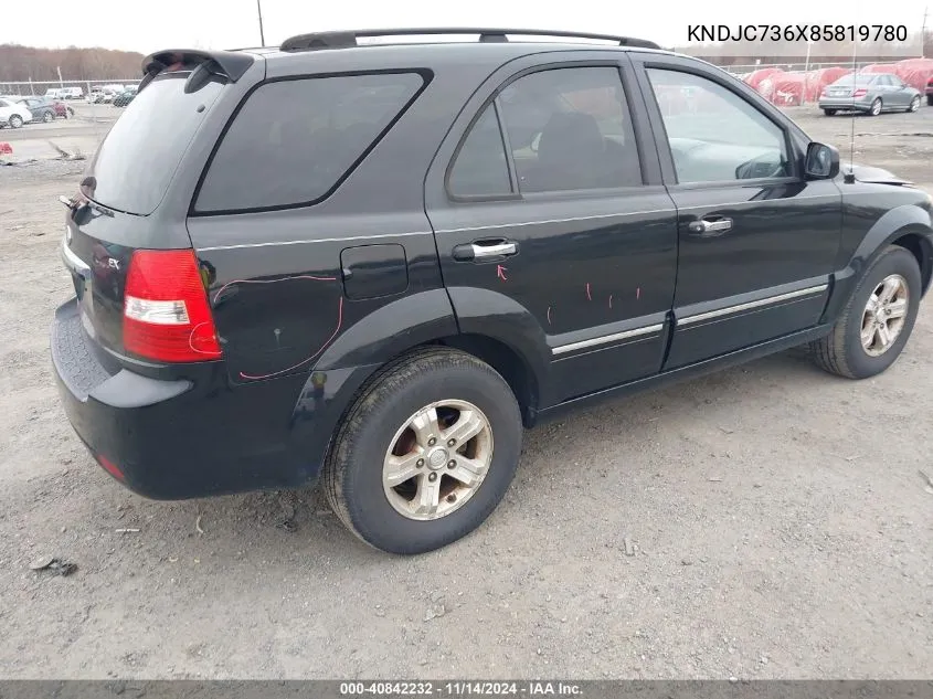 2008 Kia Sorento Ex VIN: KNDJC736X85819780 Lot: 40842232