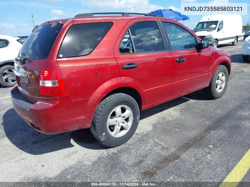 2008 Kia Sorento Lx VIN: KNDJD735585803121 Lot: 40860118