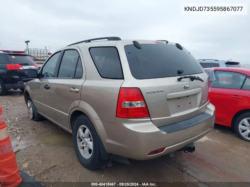 2009 Kia Sorento Lx VIN: KNDJD735595867077 Lot: 40418467