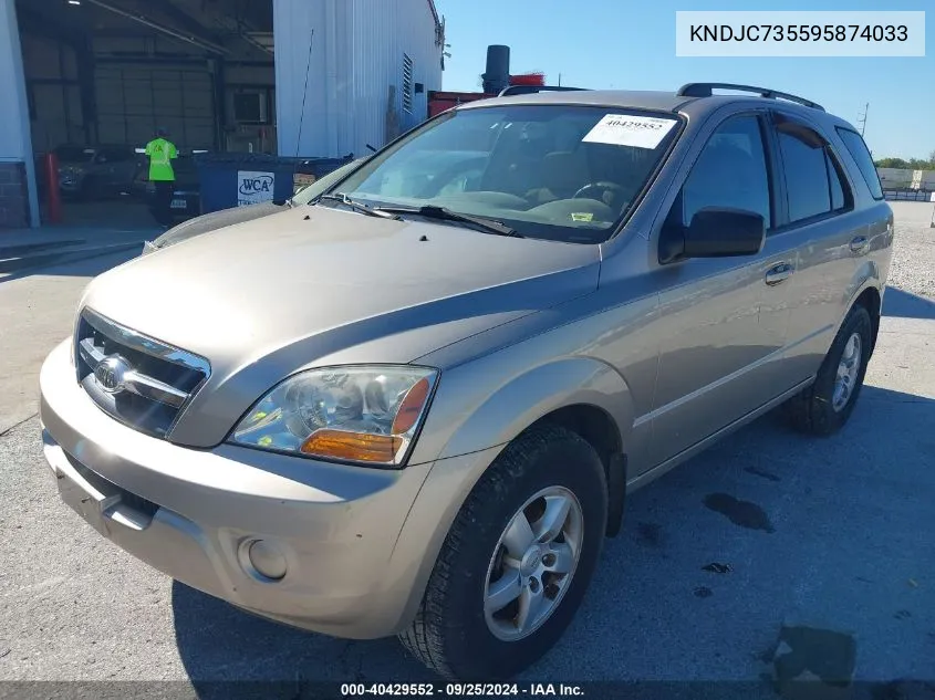 2009 Kia Sorento Lx VIN: KNDJC735595874033 Lot: 40429552