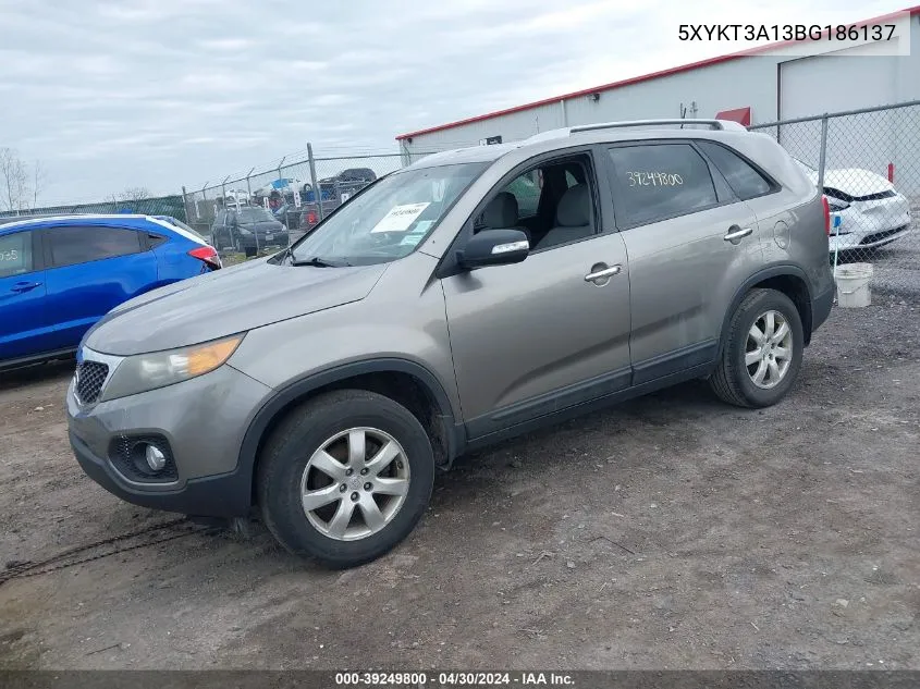 2011 Kia Sorento Lx VIN: 5XYKT3A13BG186137 Lot: 39249800