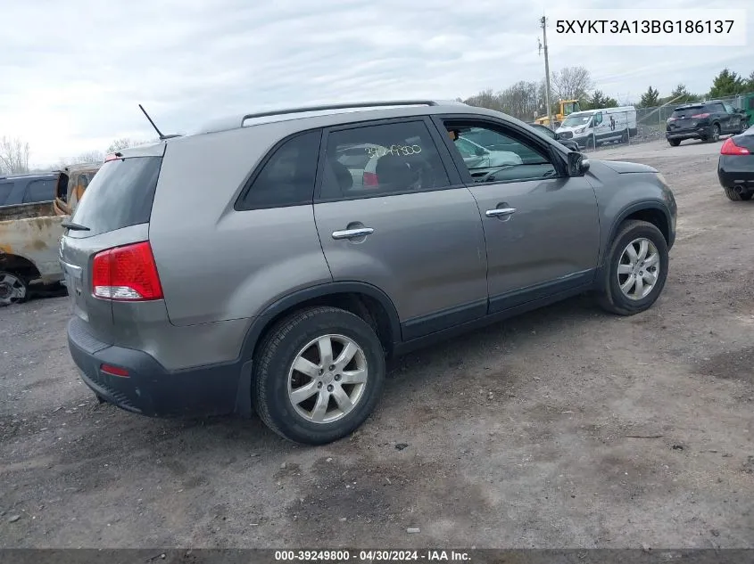 2011 Kia Sorento Lx VIN: 5XYKT3A13BG186137 Lot: 39249800