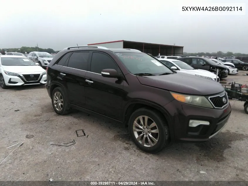 2011 Kia Sorento Sx V6 VIN: 5XYKW4A26BG092114 Lot: 39298711