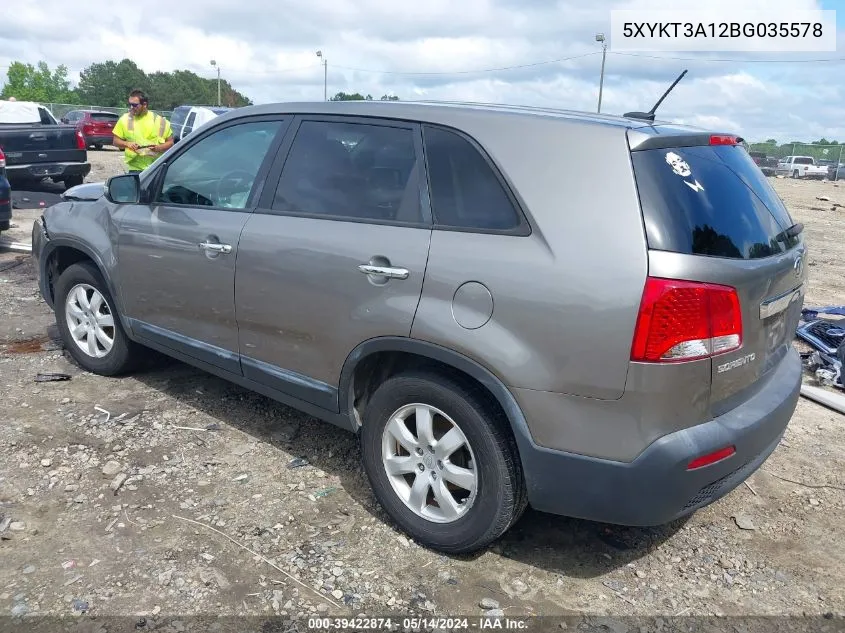 2011 Kia Sorento Lx VIN: 5XYKT3A12BG035578 Lot: 39422874