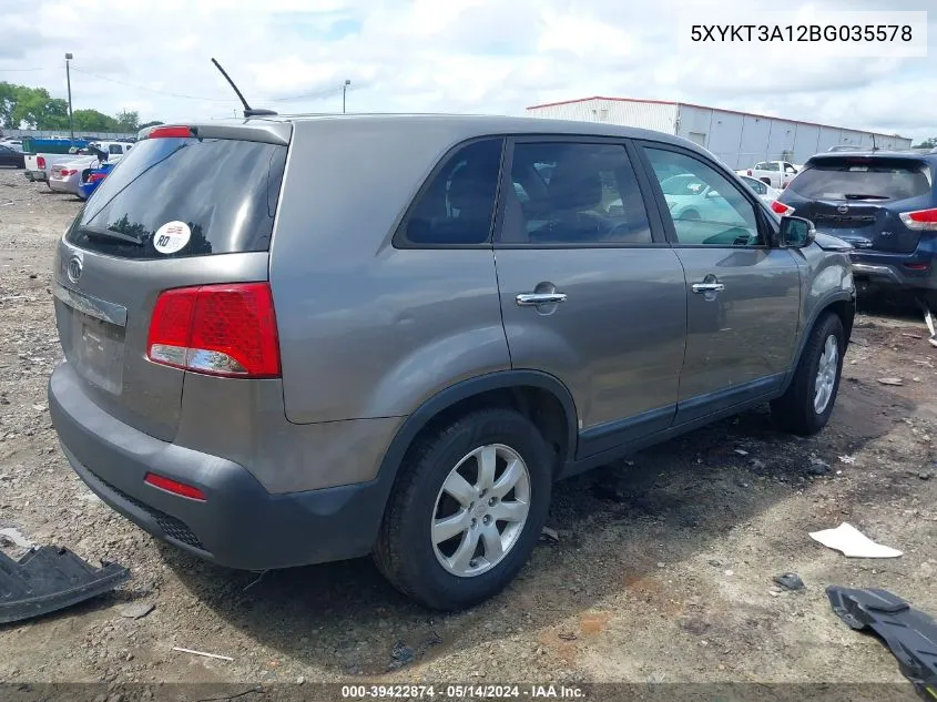 2011 Kia Sorento Lx VIN: 5XYKT3A12BG035578 Lot: 39422874