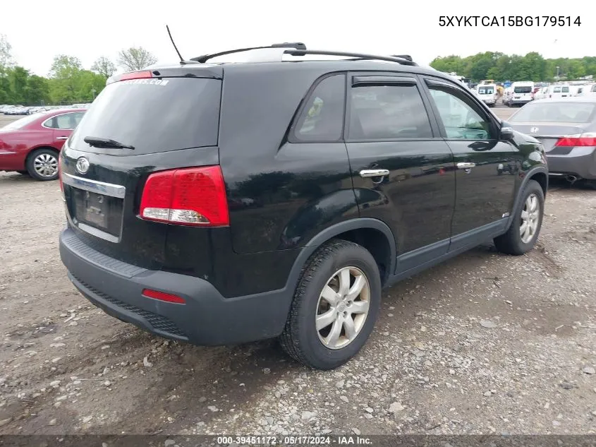 2011 Kia Sorento Lx VIN: 5XYKTCA15BG179514 Lot: 39451172