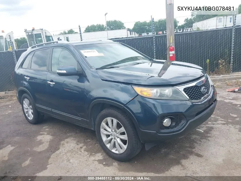 2011 Kia Sorento Ex VIN: 5XYKU4A10BG078481 Lot: 39485112