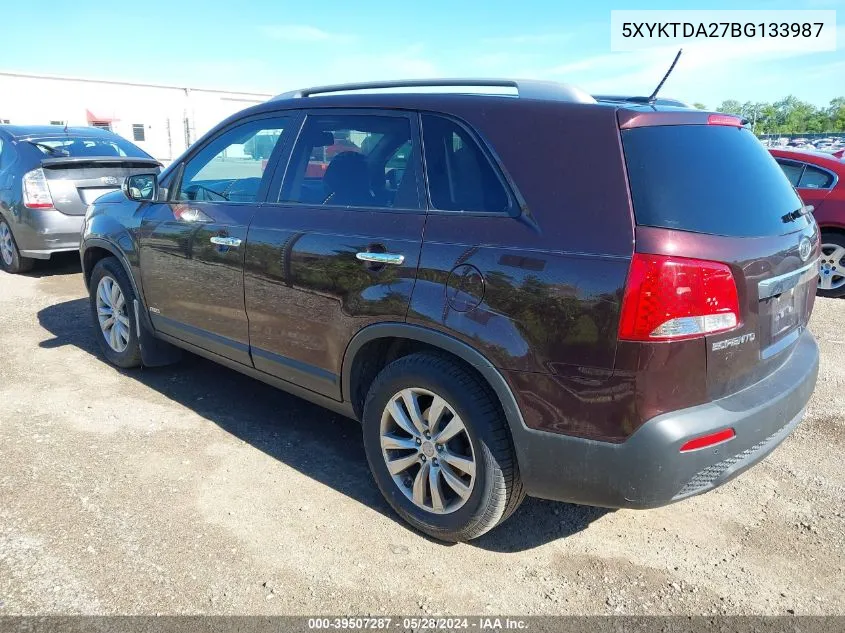 2011 Kia Sorento Lx V6 VIN: 5XYKTDA27BG133987 Lot: 39507287