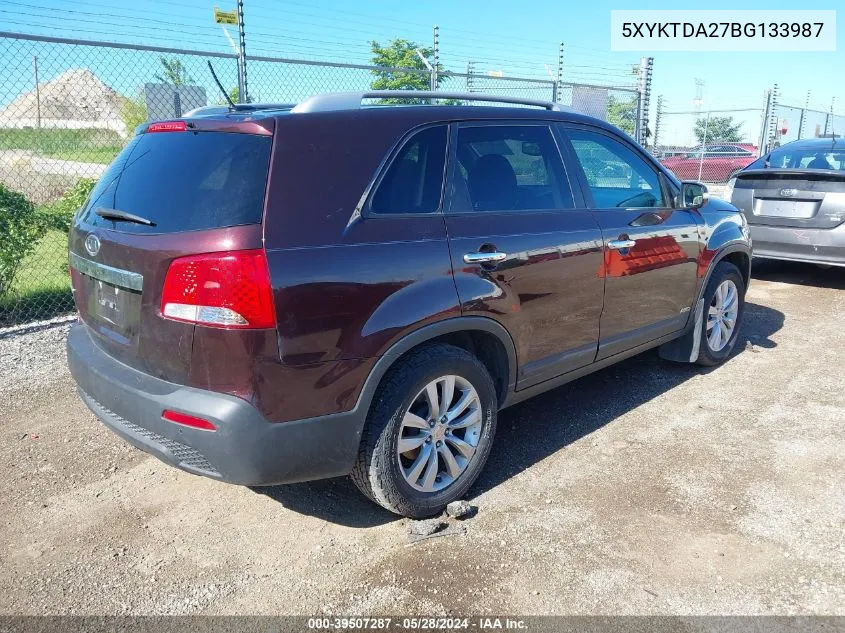 2011 Kia Sorento Lx V6 VIN: 5XYKTDA27BG133987 Lot: 39507287