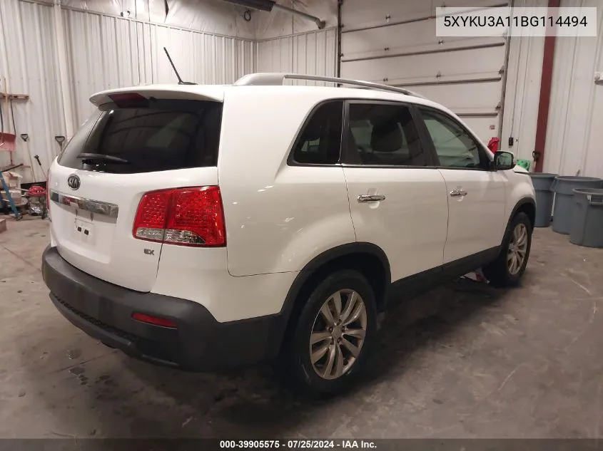 2011 Kia Sorento Ex VIN: 5XYKU3A11BG114494 Lot: 39905575