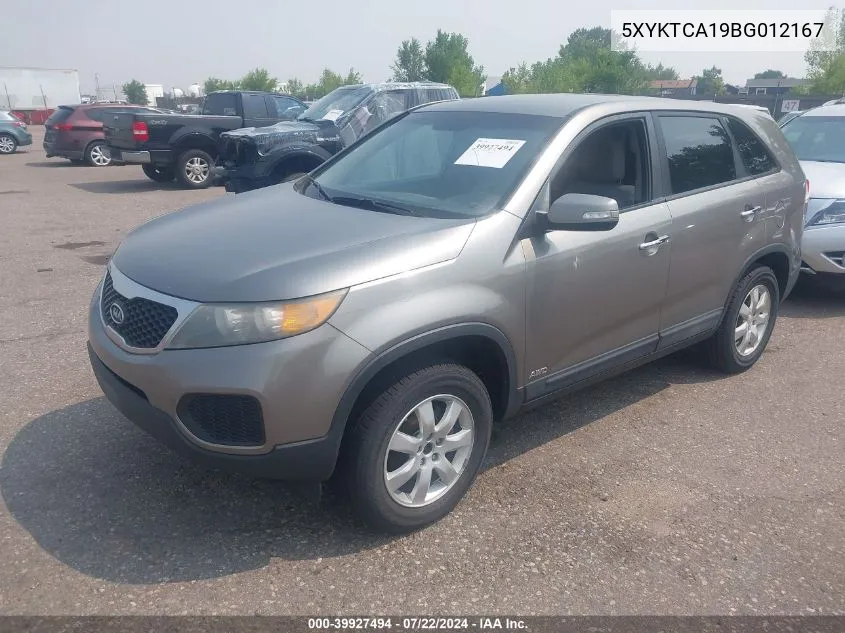 2011 Kia Sorento Lx VIN: 5XYKTCA19BG012167 Lot: 39927494