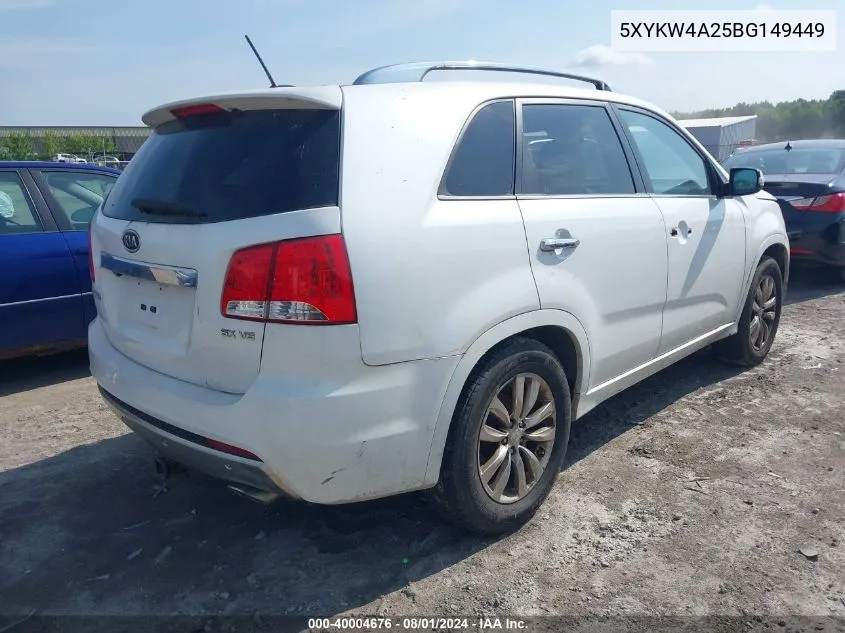 2011 Kia Sorento Sx V6 VIN: 5XYKW4A25BG149449 Lot: 40004676