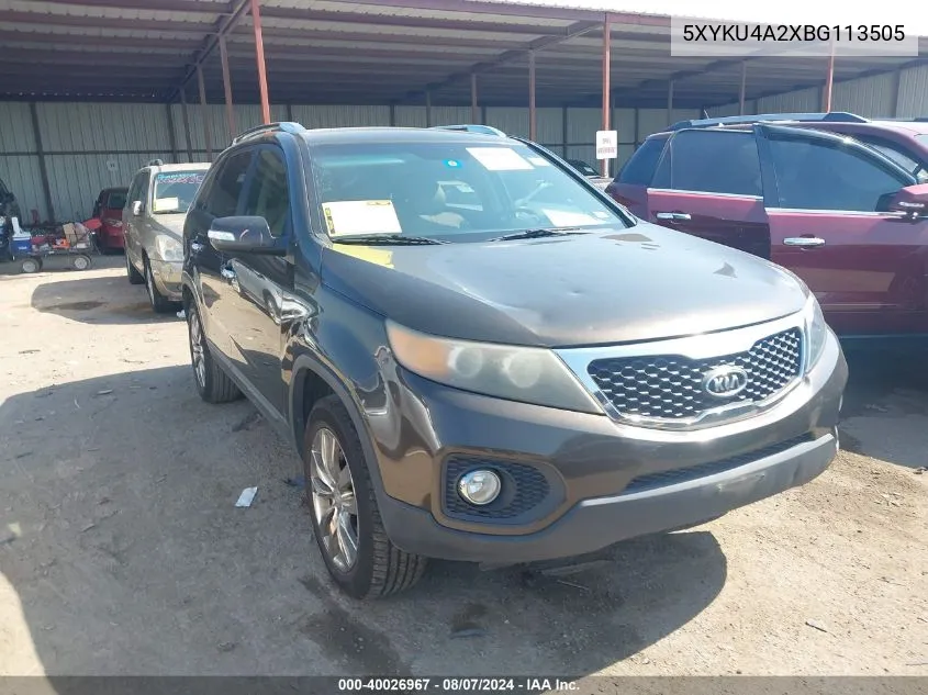 2011 Kia Sorento Ex V6 VIN: 5XYKU4A2XBG113505 Lot: 40026967