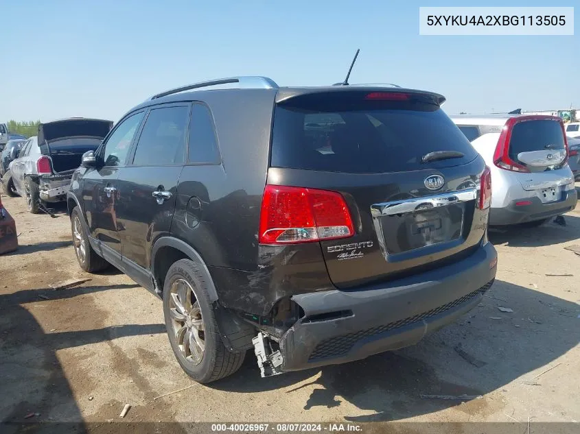 2011 Kia Sorento Ex V6 VIN: 5XYKU4A2XBG113505 Lot: 40026967