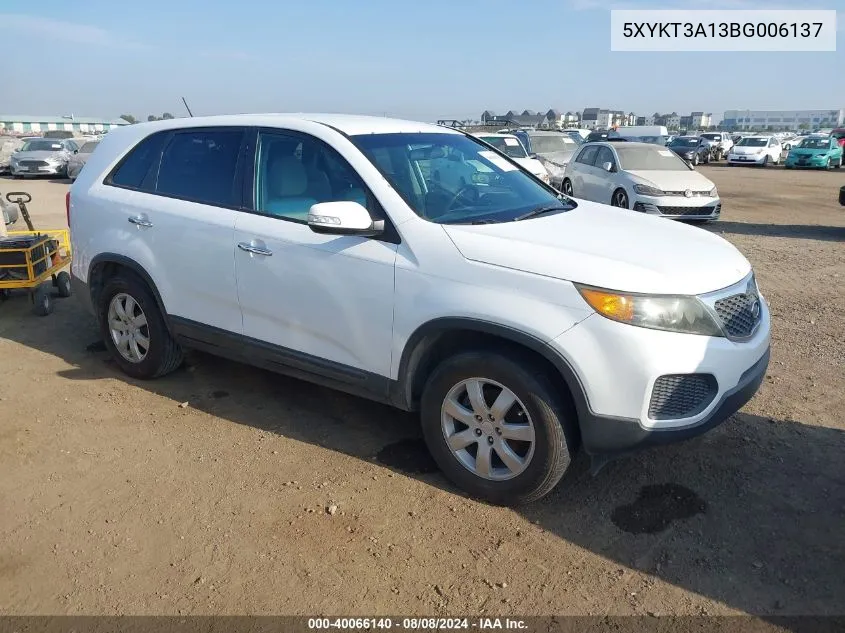 2011 Kia Sorento Lx VIN: 5XYKT3A13BG006137 Lot: 40066140