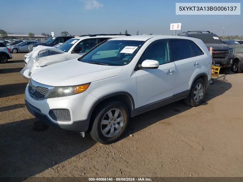 2011 Kia Sorento Lx VIN: 5XYKT3A13BG006137 Lot: 40066140