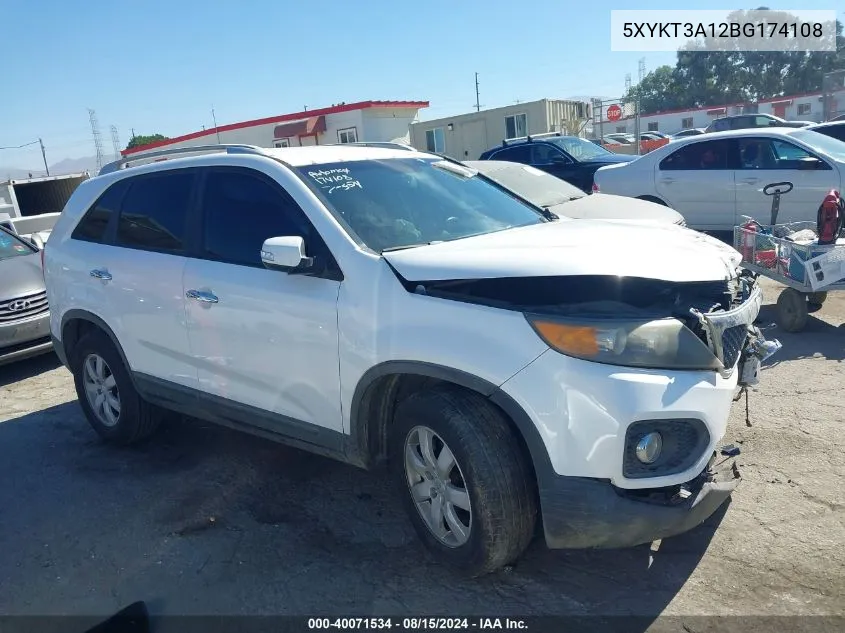 2011 Kia Sorento Lx VIN: 5XYKT3A12BG174108 Lot: 40071534