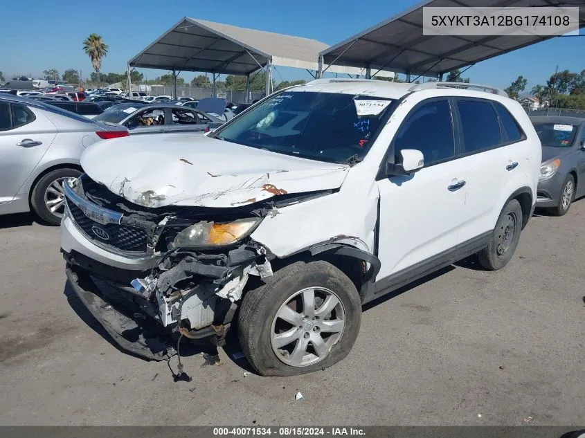 2011 Kia Sorento Lx VIN: 5XYKT3A12BG174108 Lot: 40071534