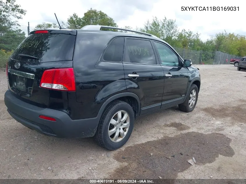 2011 Kia Sorento Lx VIN: 5XYKTCA11BG169031 Lot: 40073191