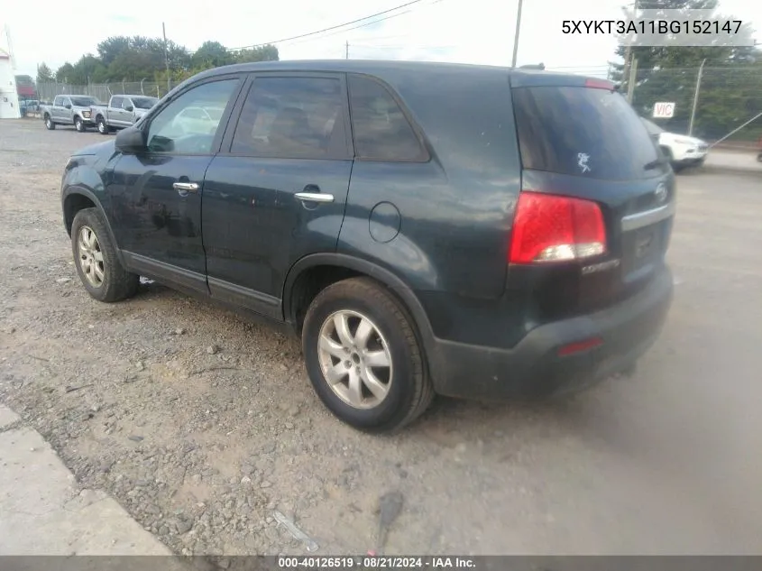 2011 Kia Sorento VIN: 5XYKT3A11BG152147 Lot: 40126519