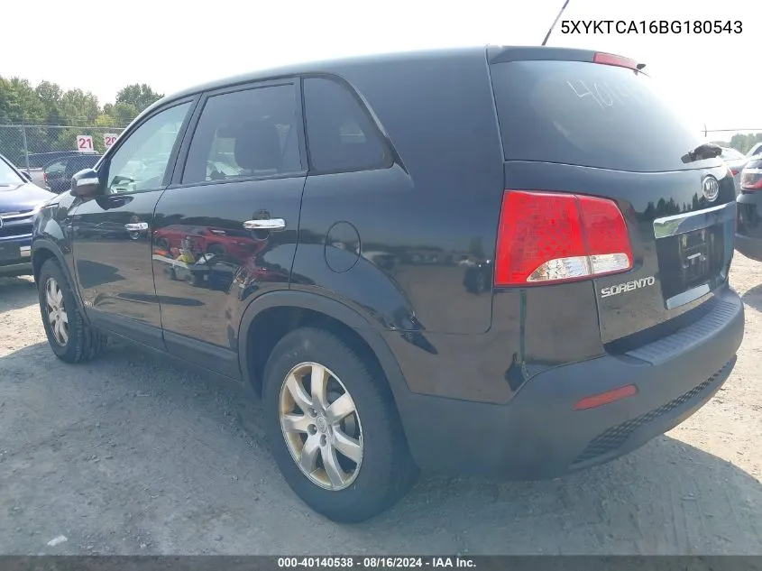 2011 Kia Sorento Lx VIN: 5XYKTCA16BG180543 Lot: 40140538