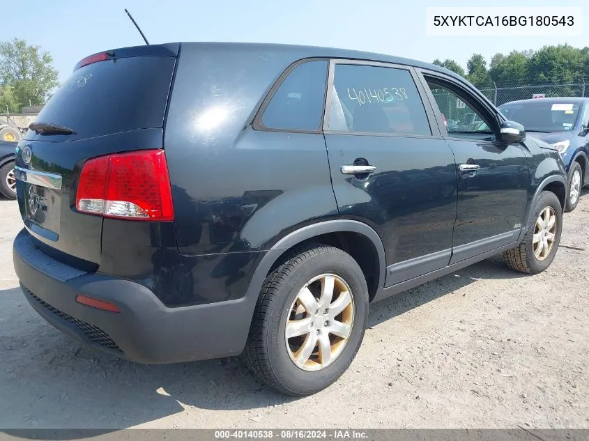 2011 Kia Sorento Lx VIN: 5XYKTCA16BG180543 Lot: 40140538