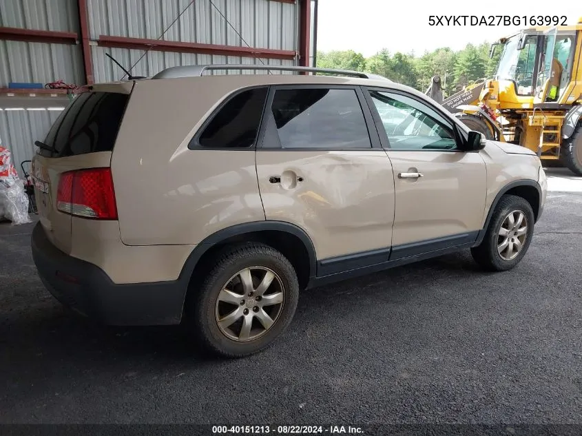 5XYKTDA27BG163992 2011 Kia Sorento Lx V6