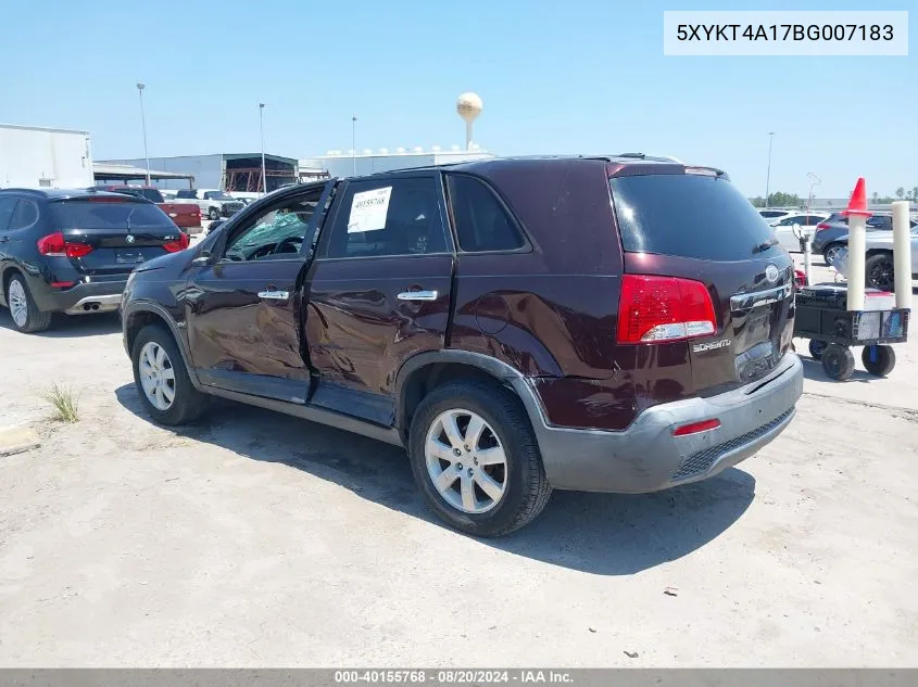 2011 Kia Sorento Lx VIN: 5XYKT4A17BG007183 Lot: 40155768