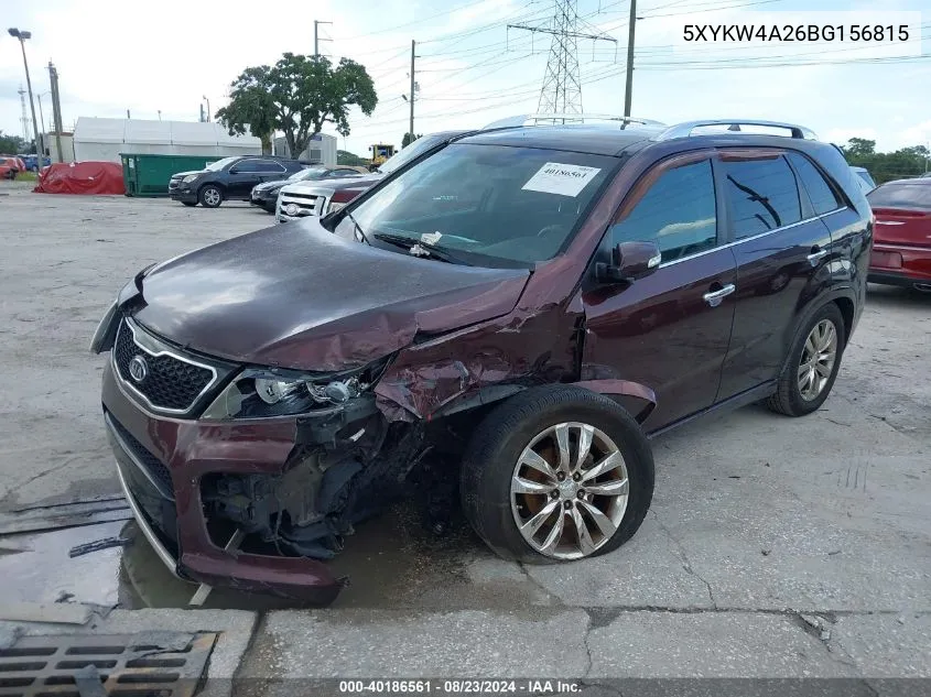 2011 Kia Sorento Sx V6 VIN: 5XYKW4A26BG156815 Lot: 40186561