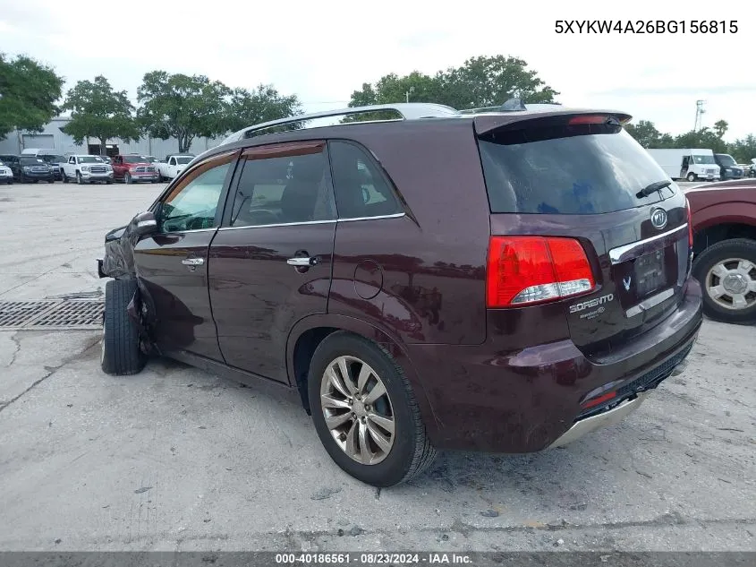 2011 Kia Sorento Sx V6 VIN: 5XYKW4A26BG156815 Lot: 40186561