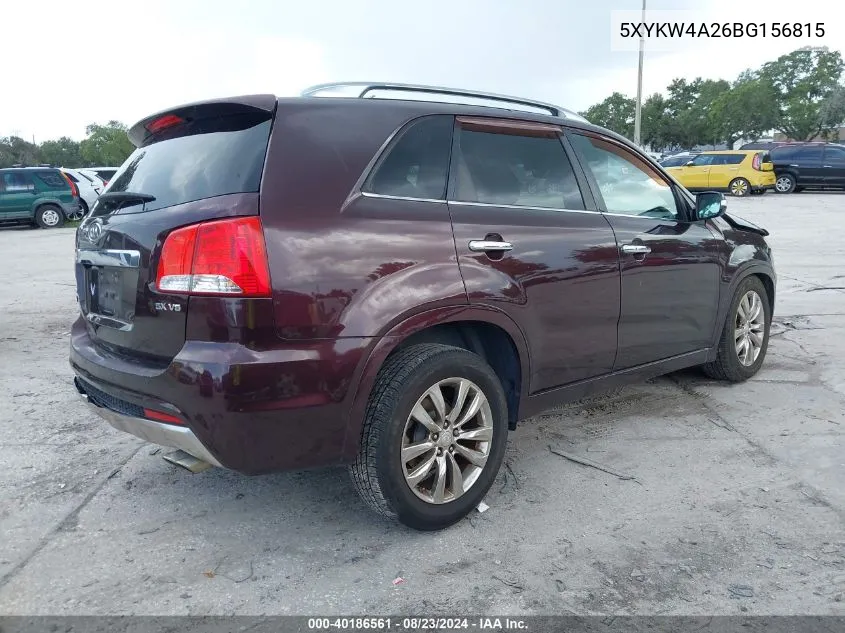 2011 Kia Sorento Sx V6 VIN: 5XYKW4A26BG156815 Lot: 40186561