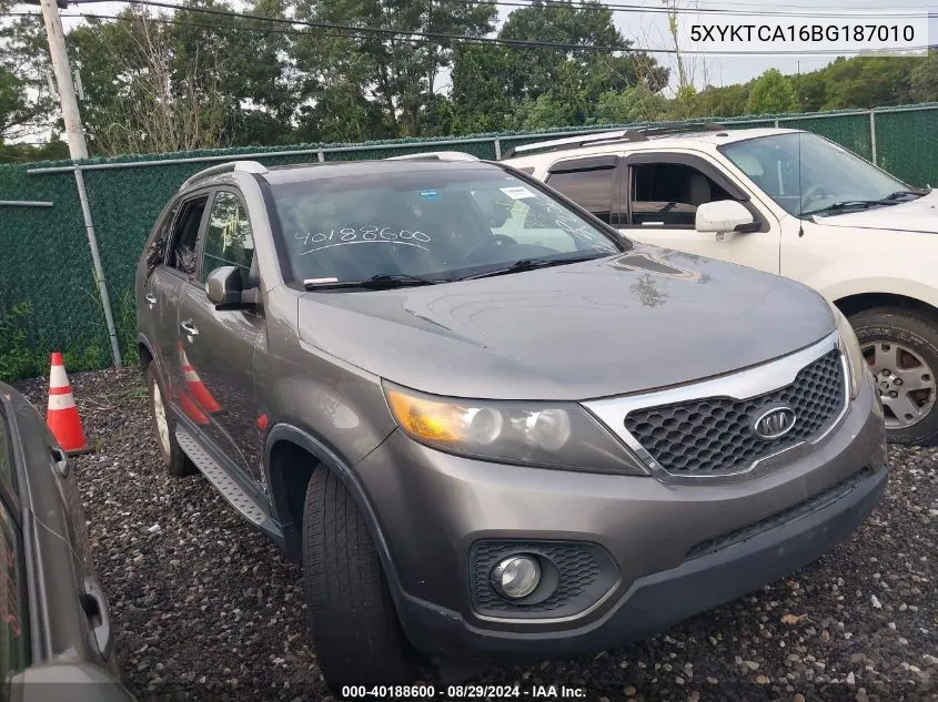 2011 Kia Sorento Lx VIN: 5XYKTCA16BG187010 Lot: 40188600