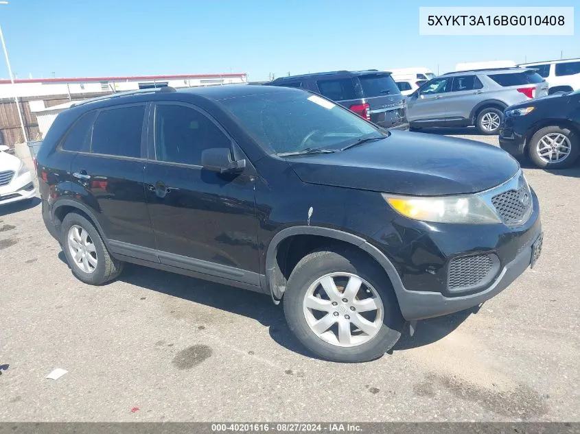 2011 Kia Sorento VIN: 5XYKT3A16BG010408 Lot: 40201616